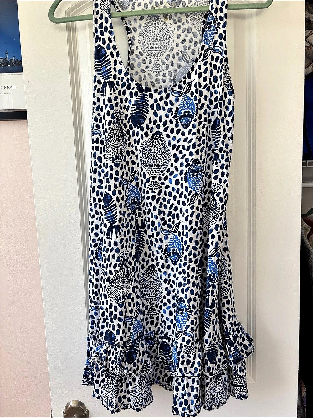 Lilly Pulitzer Blue & White Printed Mini Dress Size Medium Like New
